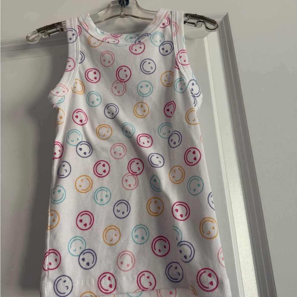 Wonder Nation Girls S (6-6x) White Tank with Colorful Smiley Faces